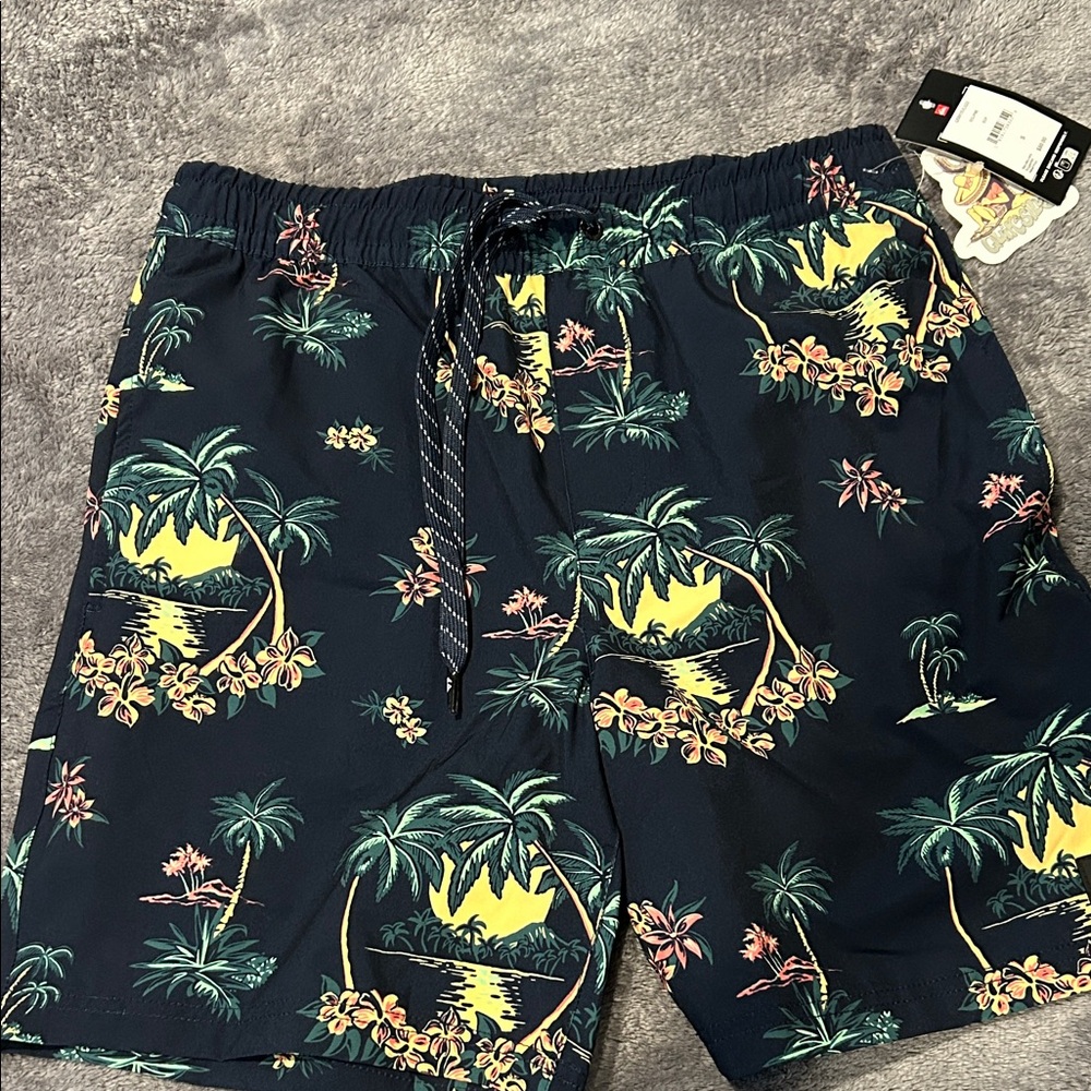 Quiksilver Navy Tropical Print Board Shorts